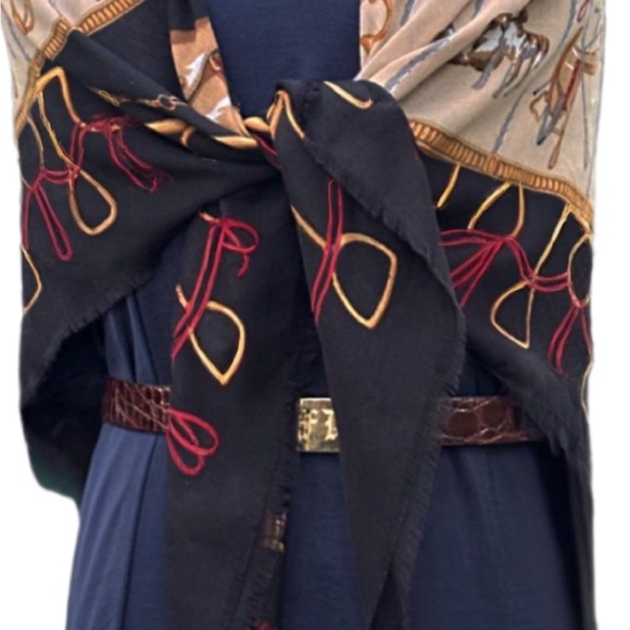 Vintage Equestrian Hunting Scarf Classic  Symphony Scarfs Made in Italy - Picture 10 of 12